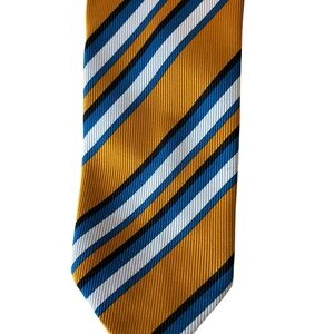 Elegant Gold and Blue Striped Men's Tie
